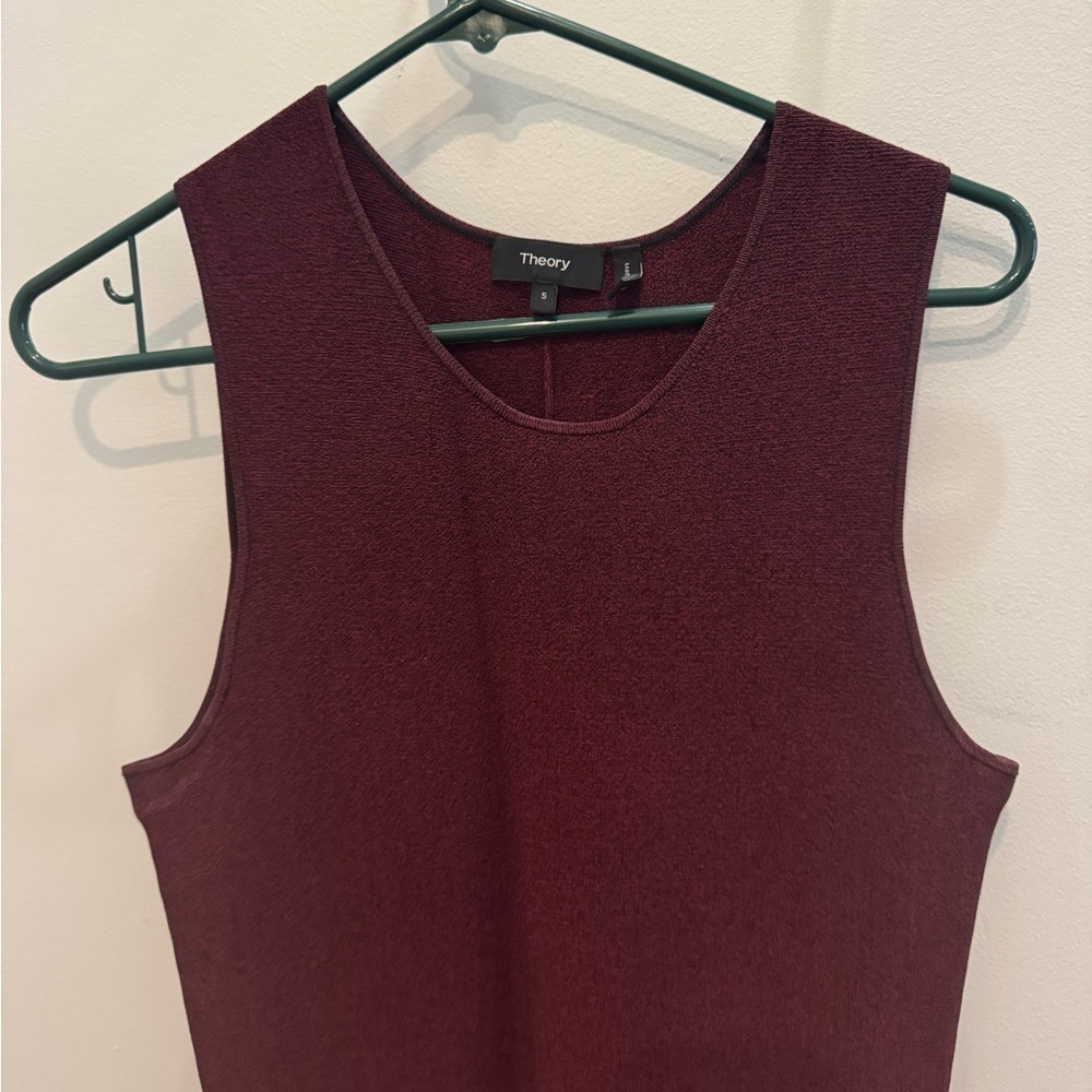 Theory Knit Flare Mini Dress in Burgundy - Picture 11 of 12